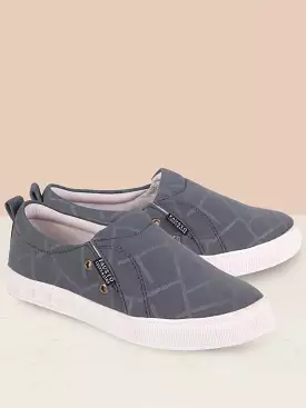 Women Grey Casual Canvas Slip-On Loafers