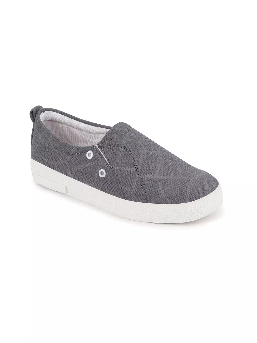 Women Grey Casual Canvas Slip-On Loafers