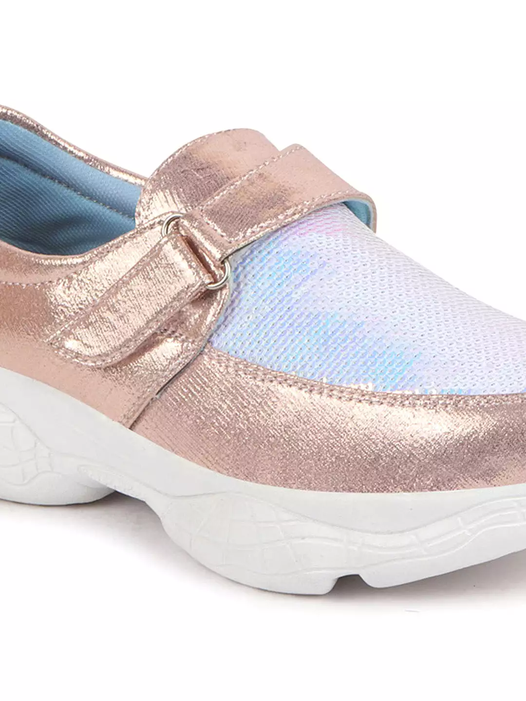 Women Pink Stylish Hook & Loop Sneakers