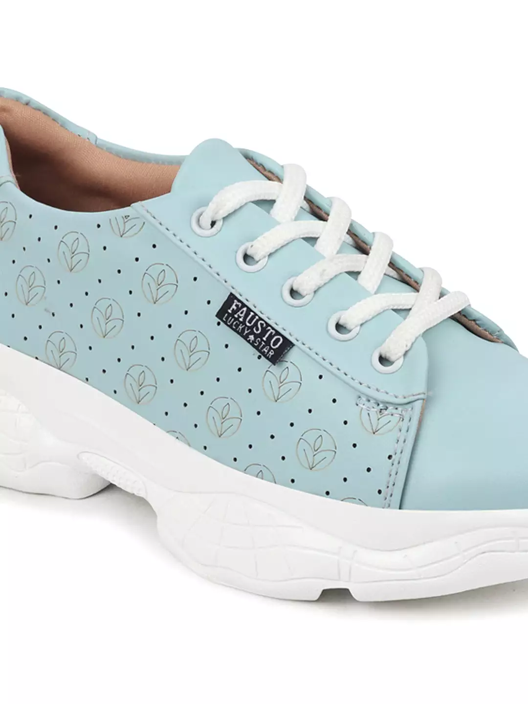 Women Sky Blue Lace Up Casual Trendy Sneakers