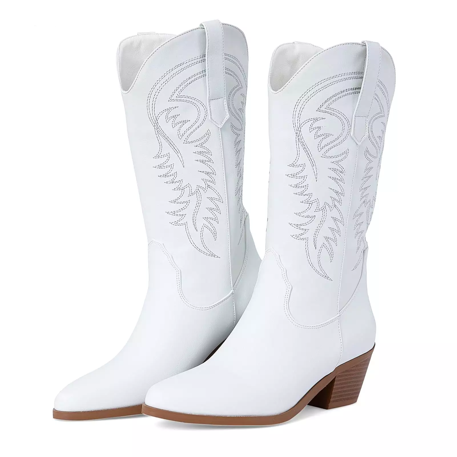 Women Western Boots Cowgirl  Mid-calf Boots Fashion Sewing Women Shoes Boots