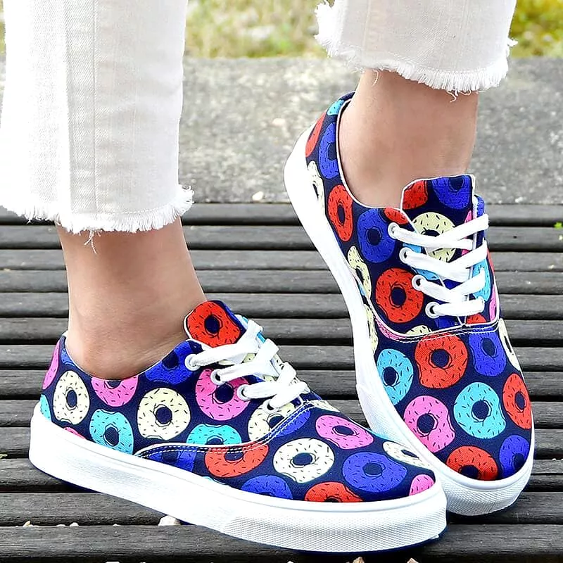 Women's Fashion Casual Daily Print Lace-up Flat Sneakers