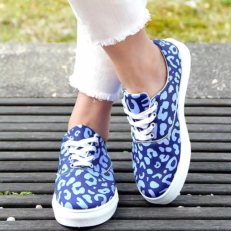 Women's Fashion Casual Daily Print Lace-up Flat Sneakers