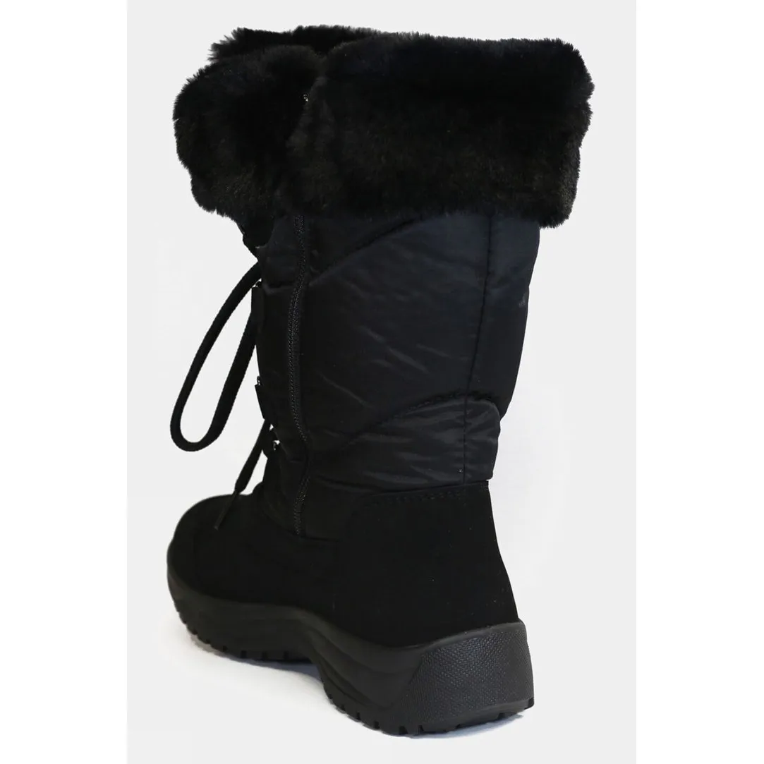 Womens Fur Trim Traction Snow Boots