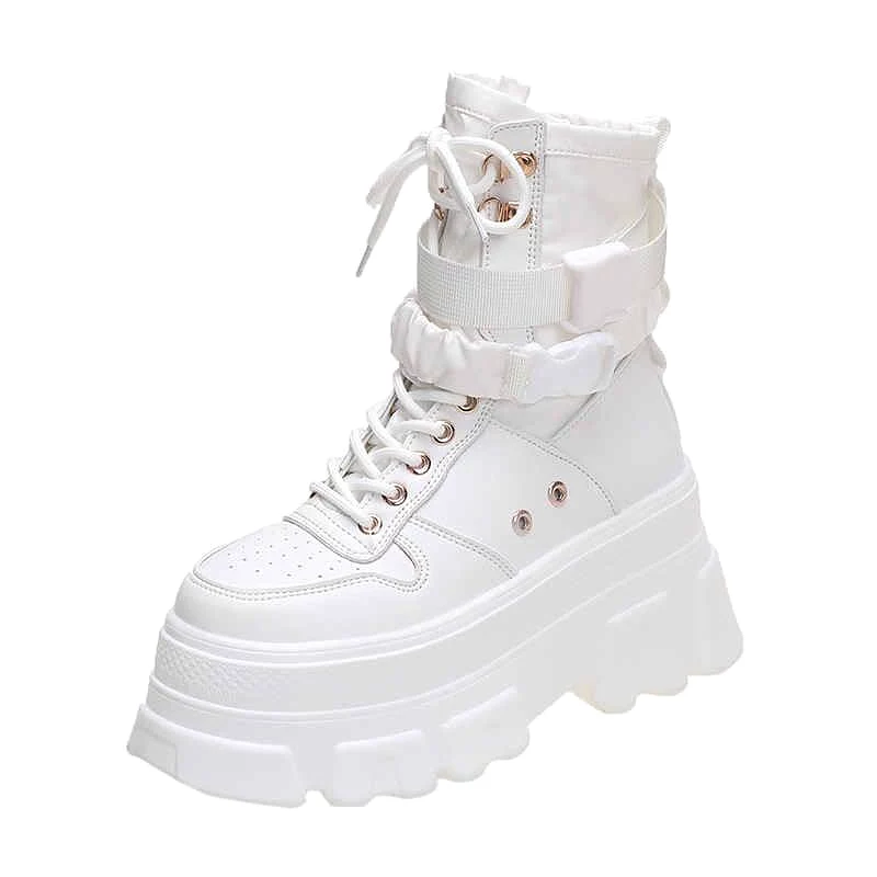 Women's Height-increasing Thick-soled Boots Wedge Heel Lace-up Decorative Women's Shoes