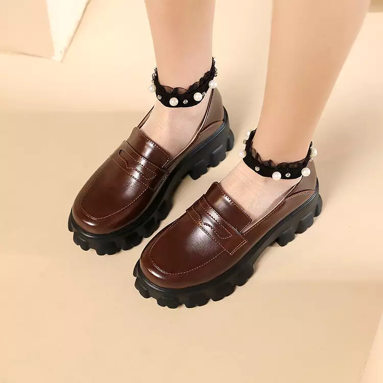 Women's Round Toe Platform Slip-On Loafers