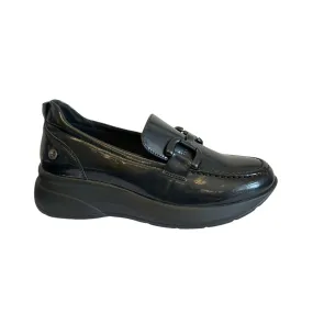 XTI Ladies Wedge Loafers - 143426 - Black Patent