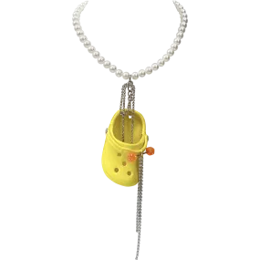 Yellow Bedazzled Mini Croc Necklace